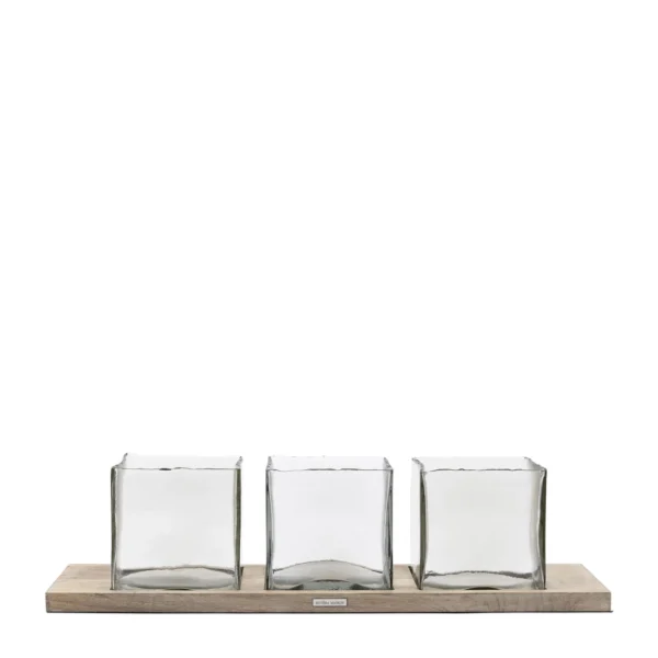 Whitehaven lysholder i glas og mangotræ fra Rivièra Maison